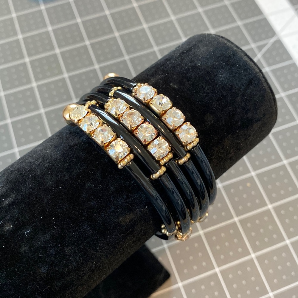 New Black & Rhinestone Spiral Bracelet - Adrian #103